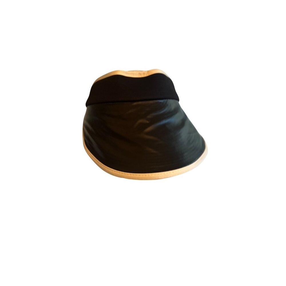 Womens Visor Hat With Elastic Band & Logo Black & Beige